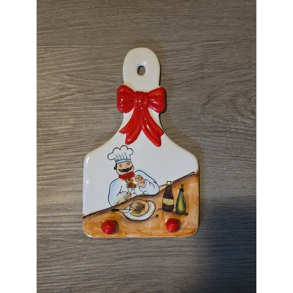 Chef Design Ceramic Kitchen Hanging Trivet to Hang apron Chef Multicolor